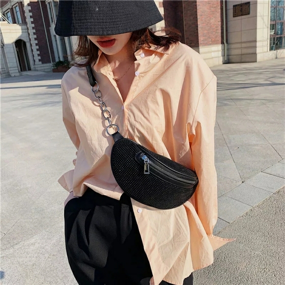 EDGY CHAIN LINK CROSSBODY HANDBAGZ▪︎Slate - Picture 12 of 17